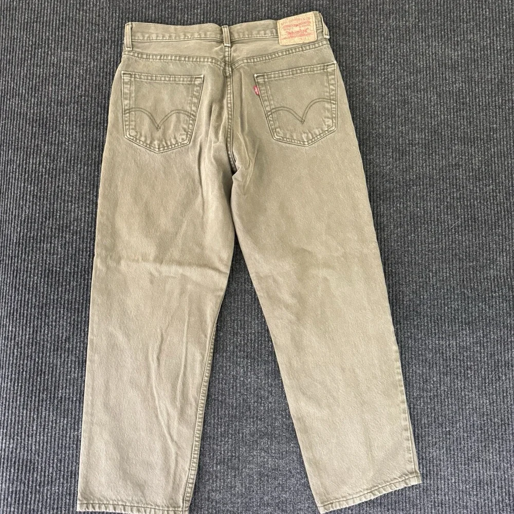 Levi's 550 Relaxed Fit Olive Green Denim Jeans Mens 34x29